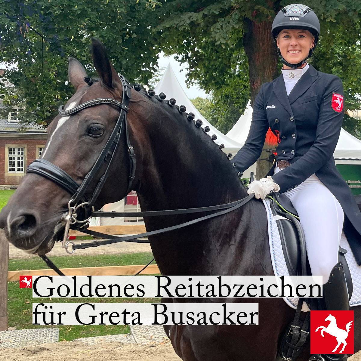 Goldenes Reitabzeichen für Greta Busacker