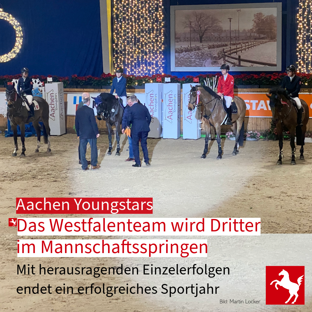 Bei den Aachen Youngstars 2023 wird das Westfalenteam um Landestrainer Klaus Reinacher Dritter. Bei den Aachen Youngstars 2023 wird das Westfalenteam um Landestrainer Klaus Reinacher Dritter.