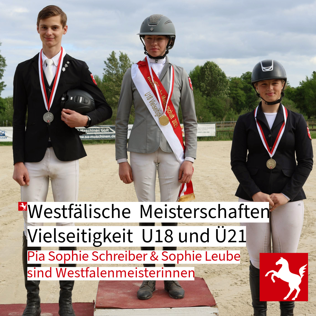 Westfälische Meisterschaften Vielseitigkeit 2025 Meisterpodium der Westälische Meisterschaften Vielseitigkeit (U18) 2025