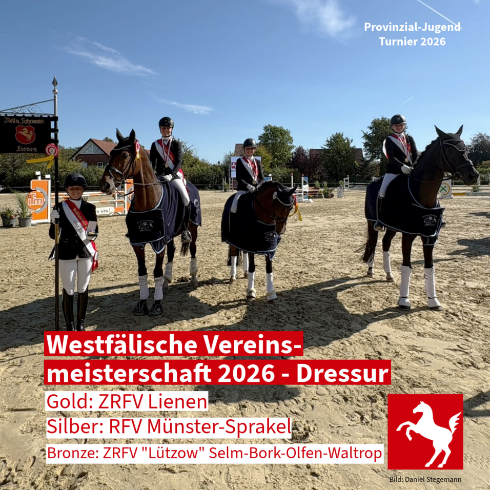 Lienen gewinnt die Westfälische Vereinsmeisterschaft Dressur 2026 Lienen gewinnt die Westfälische Vereinsmeisterschaft Dressur 2026