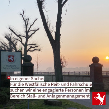 An der Westfälischen Reit- und Fahrschule ist eine Stelle im Bereich Anlagen- und Stallmanagement zu vergeben