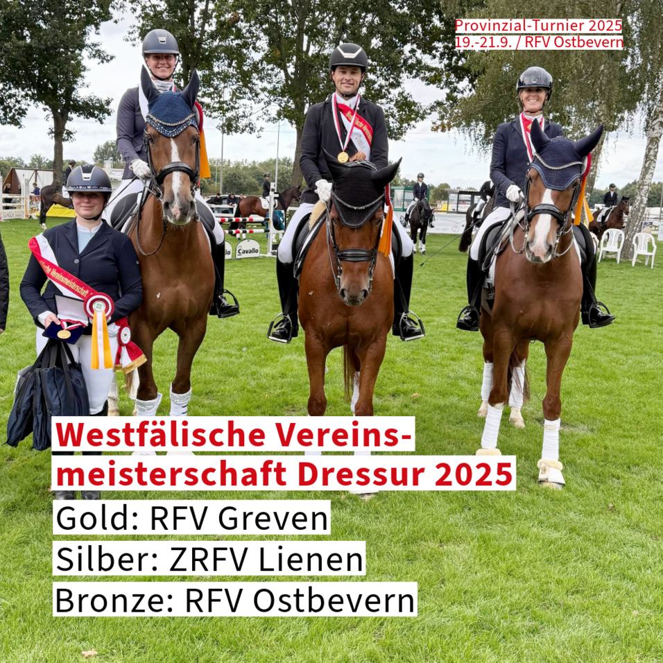 Greven gewinnt die Westfälische Vereinsmeisterschaft Dressur 2025