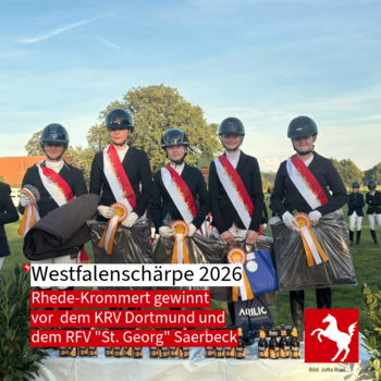 Der RFV Rhede-Krommert gewinnt die Westfalenschärpe 2026
