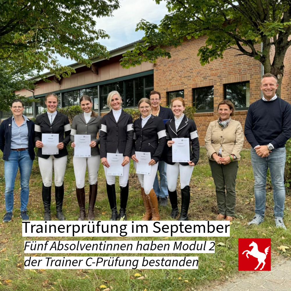 Im September haben fünf Kandidatinnen das Modul 2 der Trainerprüfung an der Westfälischen Reit- und Fahrschule abgelegt Im September haben fünf Kandidatinnen das Modul 2 der Trainerprüfung an der Westfälischen Reit- und Fahrschule abgelegt