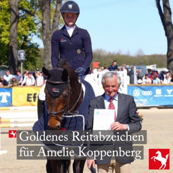Amelie Koppenberg hat das Goldene Reitabzeichen erhalten