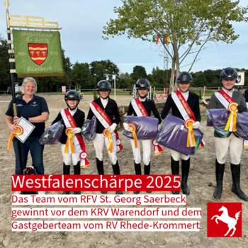 Westfalenschärpe 2025: Saerbeck siegt vor dem KRV Warendorf und dem RV Rhede-Krommert